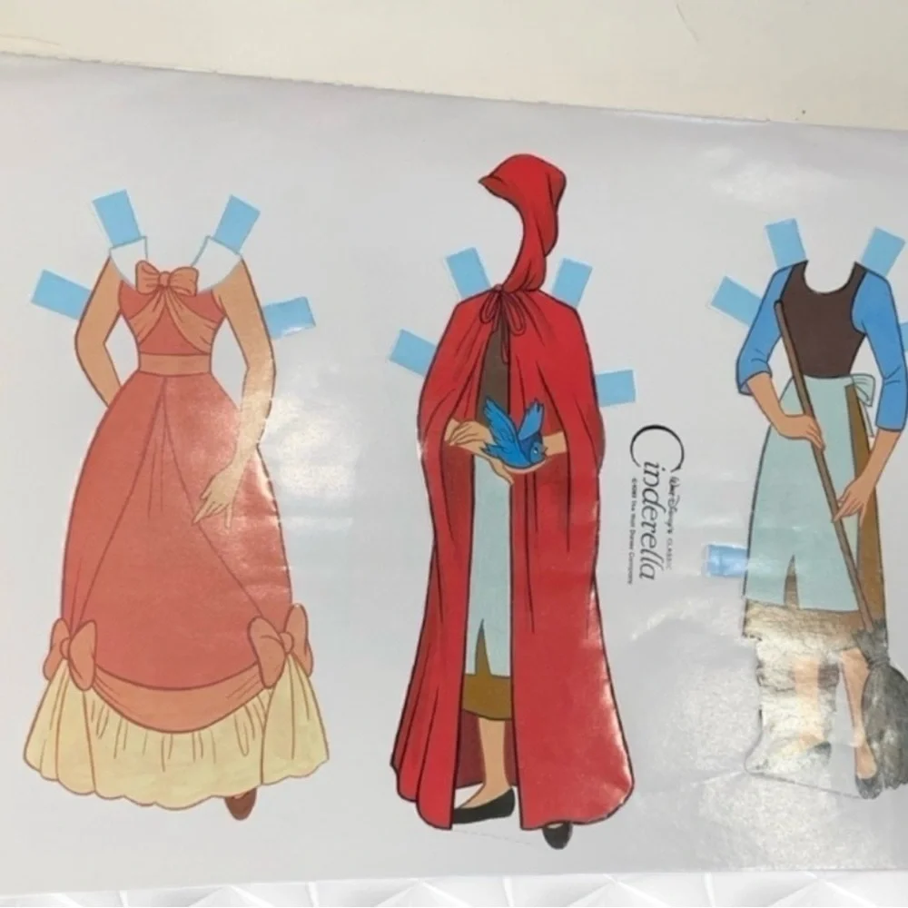 Vintage Disney Cinderella Paper Doll Book Princess Dress Up Collectible Toy
